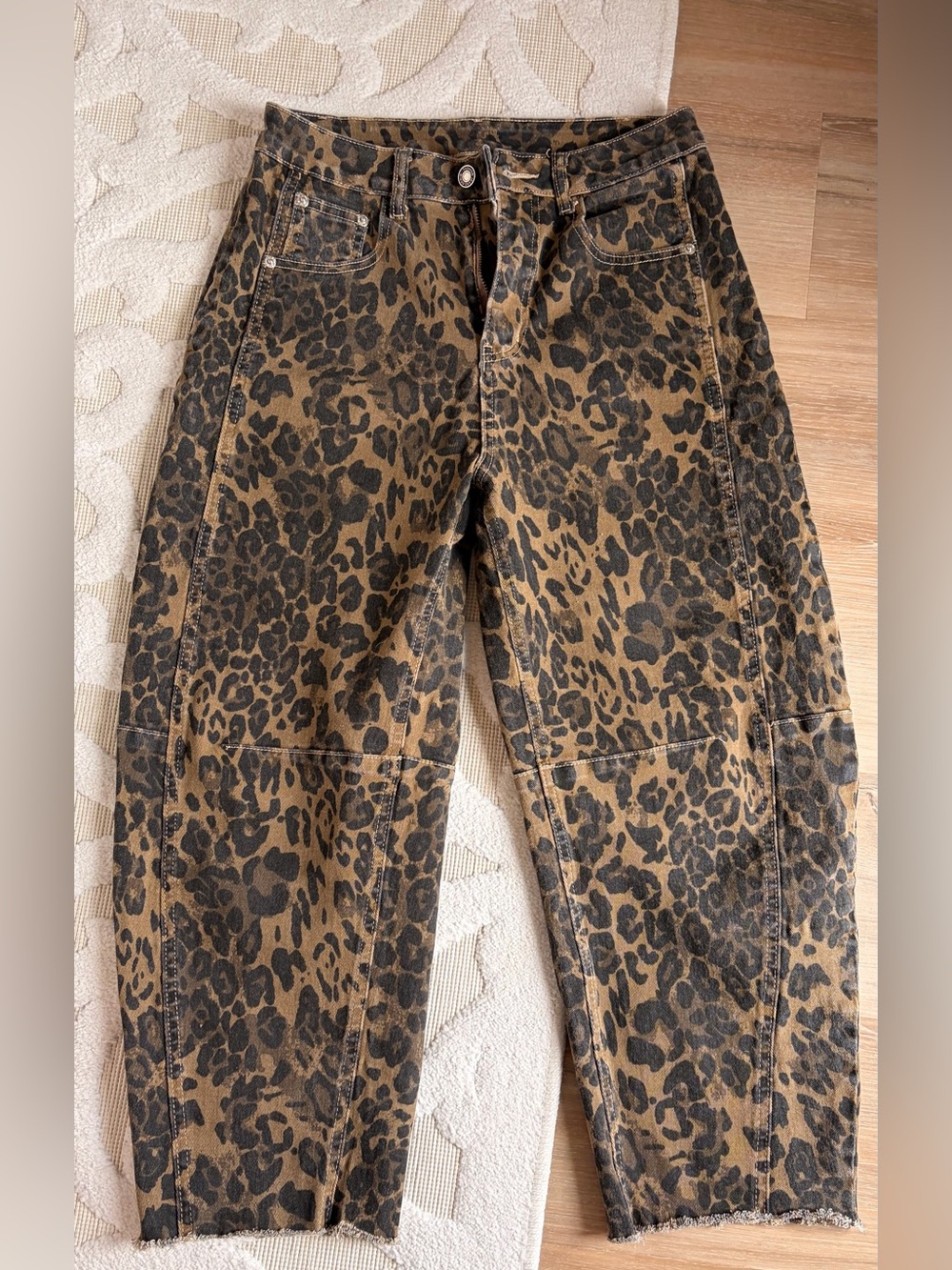 Leopard Print barre Jeans